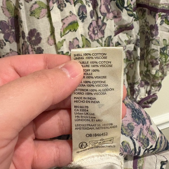 Free People Endless Afternoon Mini Dress Ivory Purple Green Floral Size Medium - Picture 9 of 9